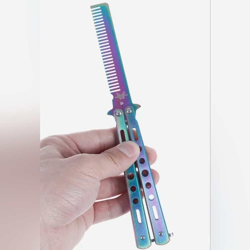 Rainbow flip open hair comb